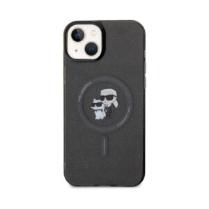 Coque iPhone 15 Plus Karl Lagerfeld Karl & Choupette Glitter Magsafe noire — visuel 3