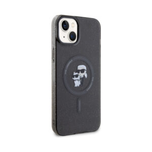 Coque iPhone 15 Plus Karl Lagerfeld Karl & Choupette Glitter Magsafe noire — visuel 4