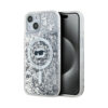 Coque iPhone 15 Plus Karl Lagerfeld Liquid Glitter Choupette Head MagSafe transparente