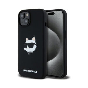 Coque iPhone 15 Plus Karl Lagerfeld Silicone Choupette Head MagSafe noire