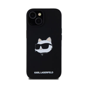 Coque iPhone 15 Plus Karl Lagerfeld Silicone Choupette Head MagSafe noire — visuel 3