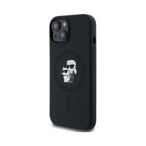 Coque iPhone 15 Plus Karl Lagerfeld Silicone Karl & Choupette MagSafe noire — visuel 2
