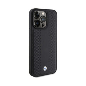Coque iPhone 15 Pro BMW Leather Diamond Pattern noire — visuel 4