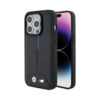 Coque iPhone 15 Pro BMW Quilted Tricolor noire
