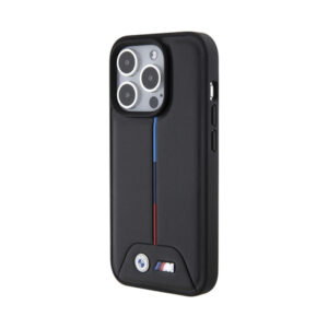 Coque iPhone 15 Pro BMW Quilted Tricolor noire — visuel 2