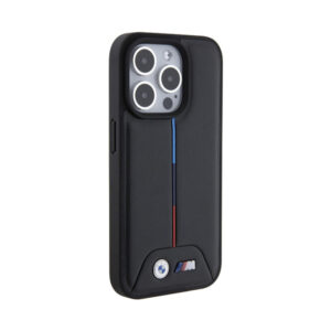 Coque iPhone 15 Pro BMW Quilted Tricolor noire — visuel 4