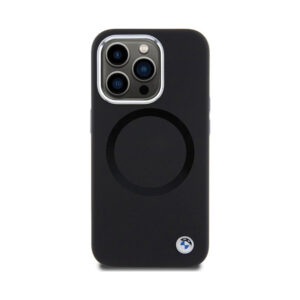 Coque iPhone 15 Pro BMW Signature Liquid Silicone MagSafe noire — visuel 3