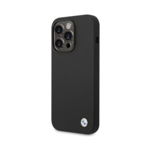 Coque iPhone 15 Pro BMW Silicone Metal Logo noire — visuel 2