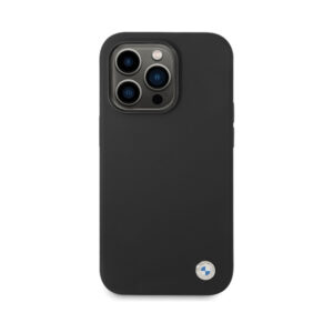 Coque iPhone 15 Pro BMW Silicone Metal Logo noire — visuel 3