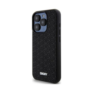 Coque iPhone 15 Pro DKNY 3D Rubber Repeat Pattern noire — visuel 2