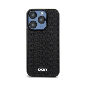 Coque iPhone 15 Pro DKNY 3D Rubber Repeat Pattern noire — visuel 3