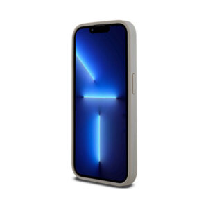Coque iPhone 15 Pro DKNY Leather Mono Stripe & Metal Logo beige — visuel 5