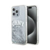 Coque iPhone 15 Pro DKNY Liquid Glitter Big Logo blanche