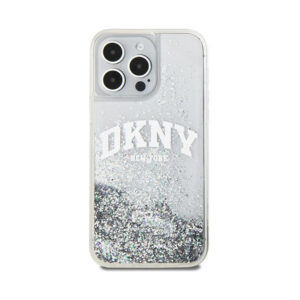 Coque iPhone 15 Pro DKNY Liquid Glitter Big Logo blanche — visuel 3
