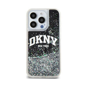 Coque iPhone 15 Pro DKNY Liquid Glitter Big Logo noire — visuel 3