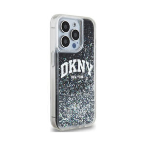 Coque iPhone 15 Pro DKNY Liquid Glitter Big Logo noire — visuel 4