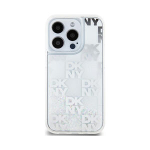 Coque iPhone 15 Pro DKNY Liquid Glitter Multilogo blanche — visuel 3