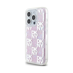 Coque iPhone 15 Pro DKNY Liquid Glitter Multilogo rose — visuel 2
