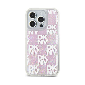 Coque iPhone 15 Pro DKNY Liquid Glitter Multilogo rose — visuel 3