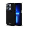 Coque iPhone 15 Pro DKNY Liquid Silicone Small Metal Logo MagSafe noire