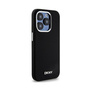Coque iPhone 15 Pro DKNY Liquid Silicone Small Metal Logo MagSafe noire — visuel 4