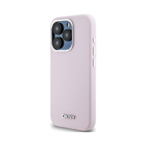 Coque iPhone 15 Pro DKNY Liquid Silicone Small Metal Logo MagSafe rose — visuel 2