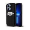 Coque iPhone 15 Pro DKNY Liquid Silicone White Printed Logo MagSafe noire