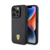 Coque iPhone 15 Pro Ferrari Carbon Metal Logo MagSafe noire