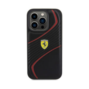 Coque iPhone 15 Pro Ferrari Twist Metal Logo noire — visuel 3