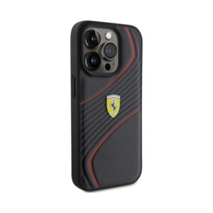 Coque iPhone 15 Pro Ferrari Twist Metal Logo noire — visuel 4
