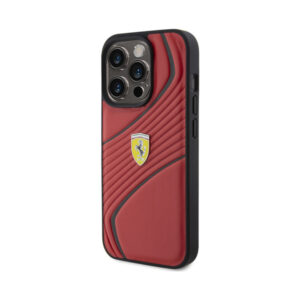 Coque iPhone 15 Pro Ferrari Twist Metal Logo rouge — visuel 2