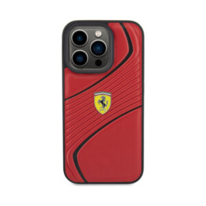 Coque iPhone 15 Pro Ferrari Twist Metal Logo rouge — visuel 3