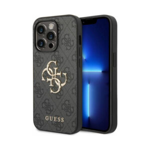 Coque iPhone 15 Pro Guess 4G Big Metal Logo grise