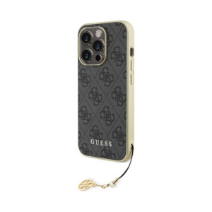 Coque iPhone 15 Pro Guess 4G Charms Collection grise — visuel 2