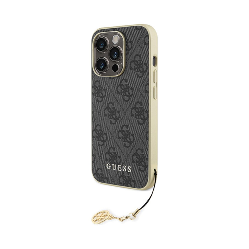 Coque iPhone 15 Pro Guess 4G Charms Collection grise — visuel 2