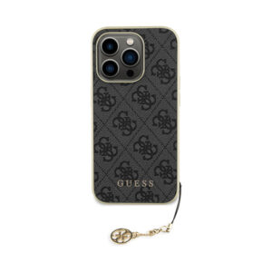 Coque iPhone 15 Pro Guess 4G Charms Collection grise — visuel 3