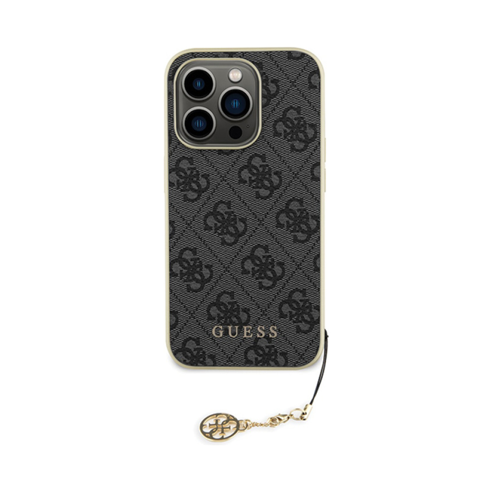 Coque iPhone 15 Pro Guess 4G Charms Collection grise — visuel 3