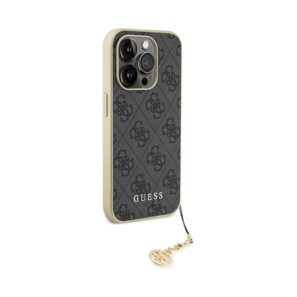 Coque iPhone 15 Pro Guess 4G Charms Collection grise — visuel 4