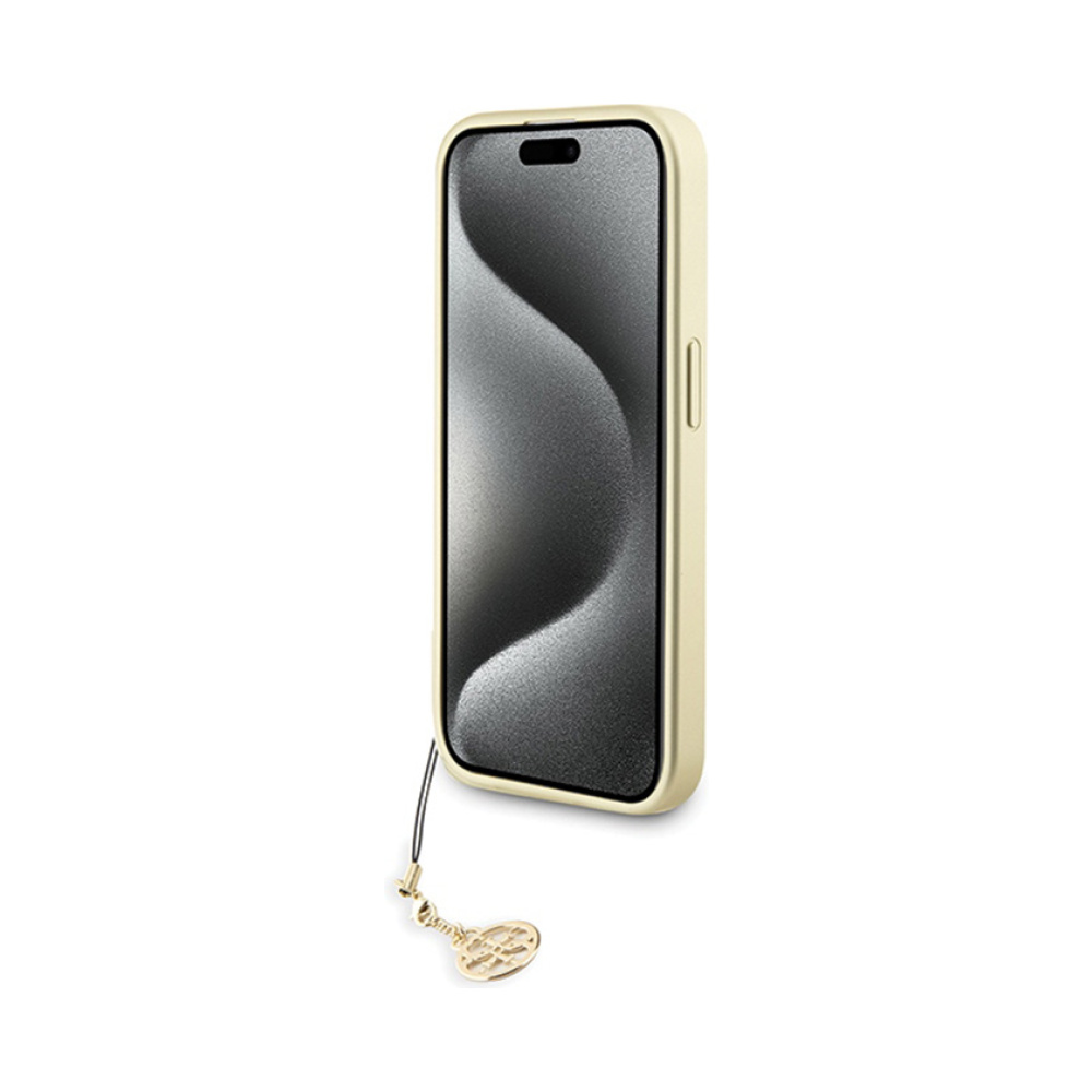 Coque iPhone 15 Pro Guess 4G Charms Collection grise — visuel 5