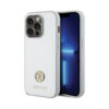 Coque iPhone 15 Pro Guess 4G Strass Metal Logo argentée