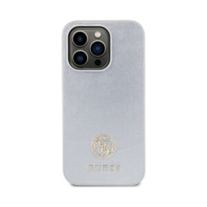 Coque iPhone 15 Pro Guess 4G Strass Metal Logo argentée — visuel 3