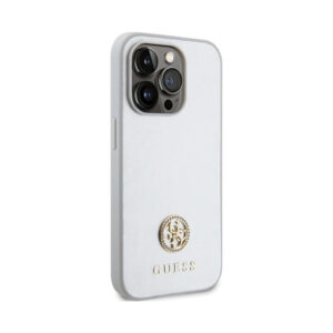 Coque iPhone 15 Pro Guess 4G Strass Metal Logo argentée — visuel 4