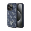 Coque iPhone 15 Pro Guess 4G Triangle Metal Logo bleue