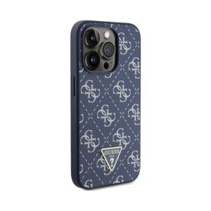 Coque iPhone 15 Pro Guess 4G Triangle Metal Logo bleue — visuel 4