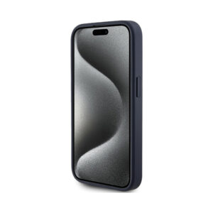 Coque iPhone 15 Pro Guess 4G Triangle Metal Logo bleue — visuel 5