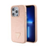 Coque iPhone 15 Pro Guess Croco Triangle Metal Logo rose