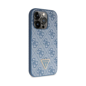 Coque iPhone 15 Pro Guess Crossbody 4G Metal Logo bleue — visuel 4