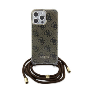 Coque iPhone 15 Pro Guess Crossbody Cord 4G Print brune — visuel 2