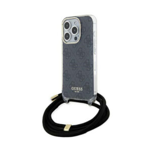 Coque iPhone 15 Pro Guess Crossbody Cord 4G Print noire