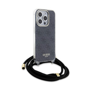 Coque iPhone 15 Pro Guess Crossbody Cord 4G Print noire — visuel 3